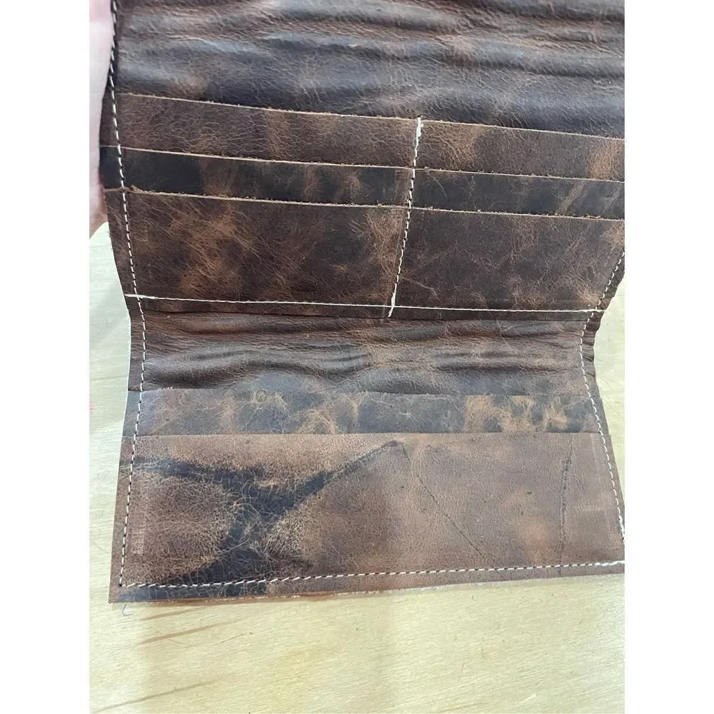 New Leather Pony Hair Clutch Wallet with Aztec EmDerail Rodeo Western
